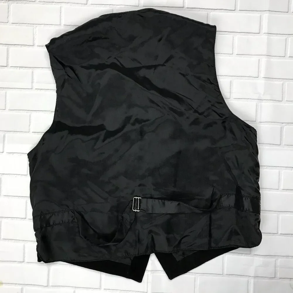 High Alpine Black Suede Snap Vest Size Medium